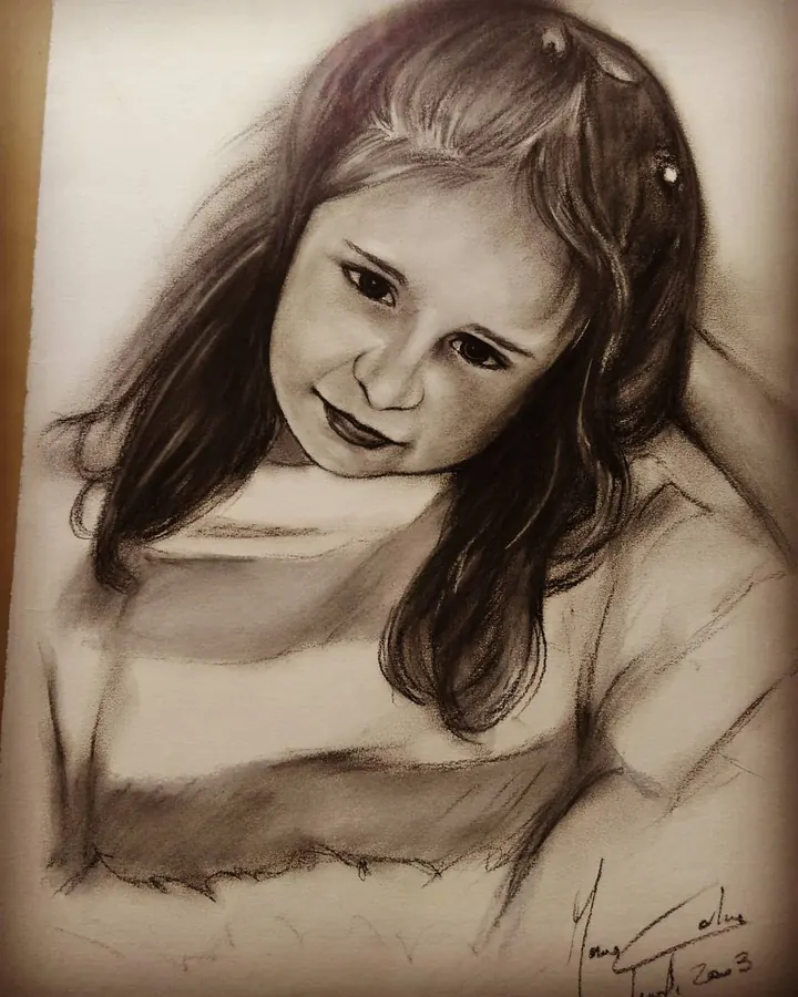 Ritratto di bambina, carboncino